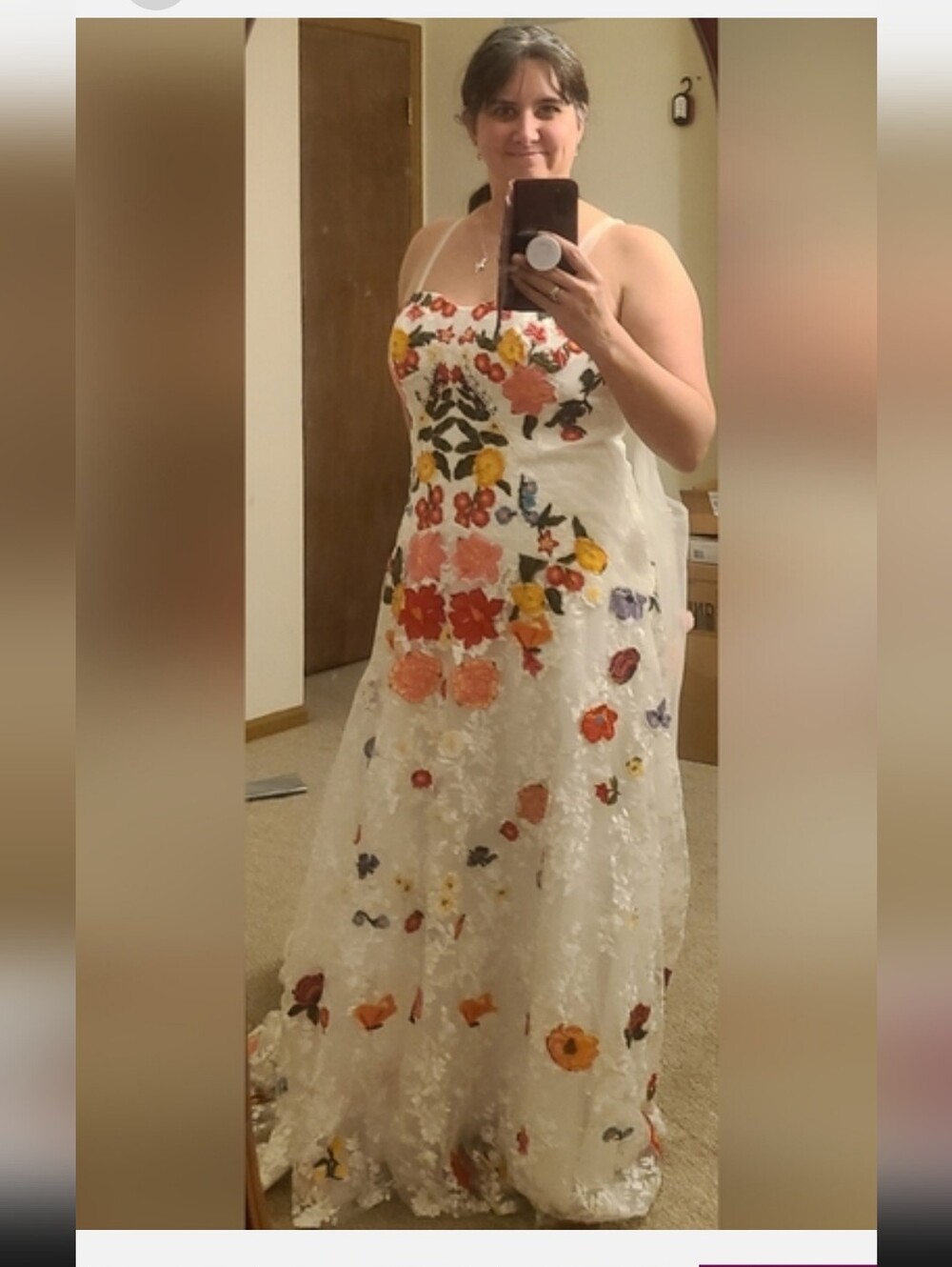 Charming Fun Floral Wedding Dress with Colorful Embroidery
